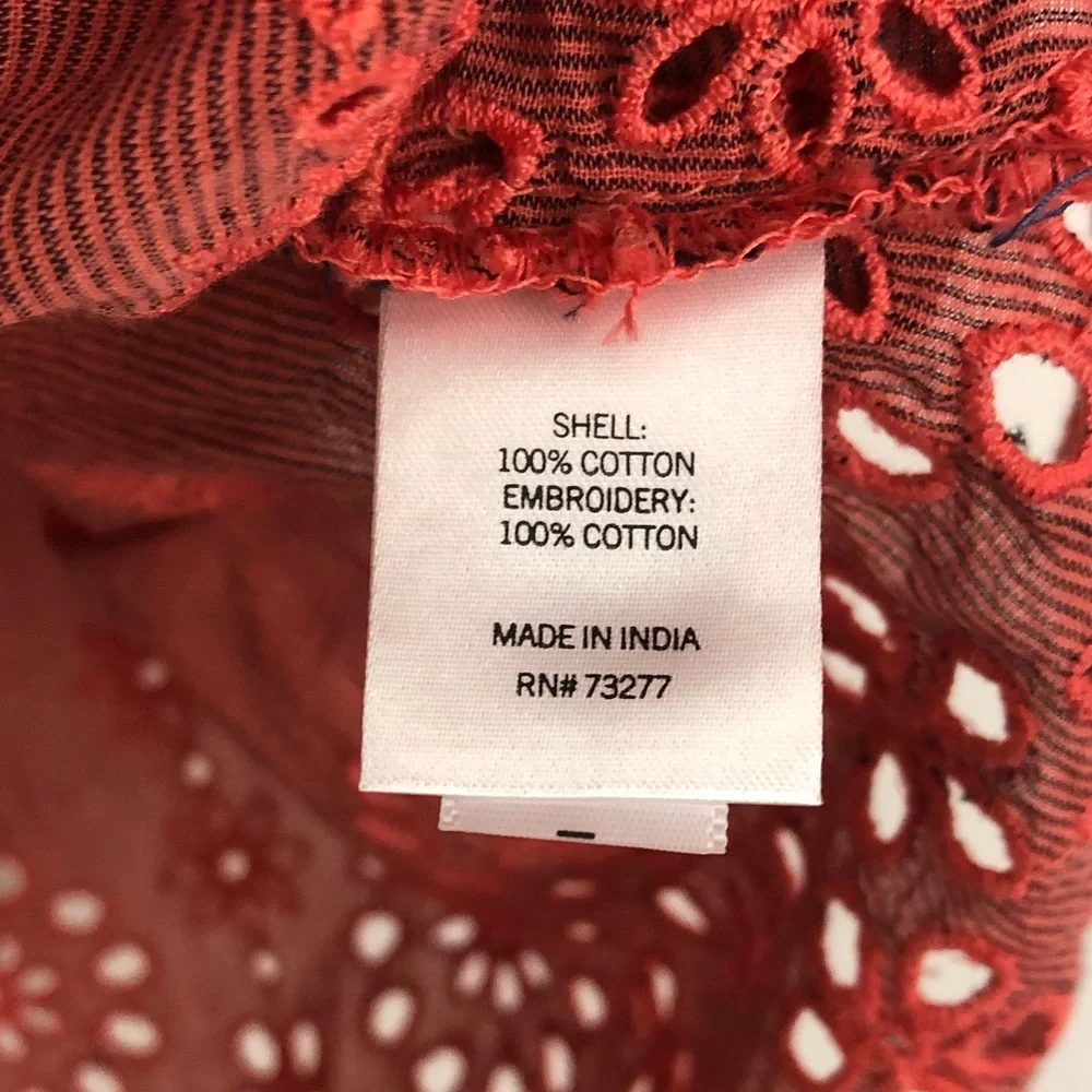4/$25 Sonoma Embroidered Peplum Eyelet Top L NWT